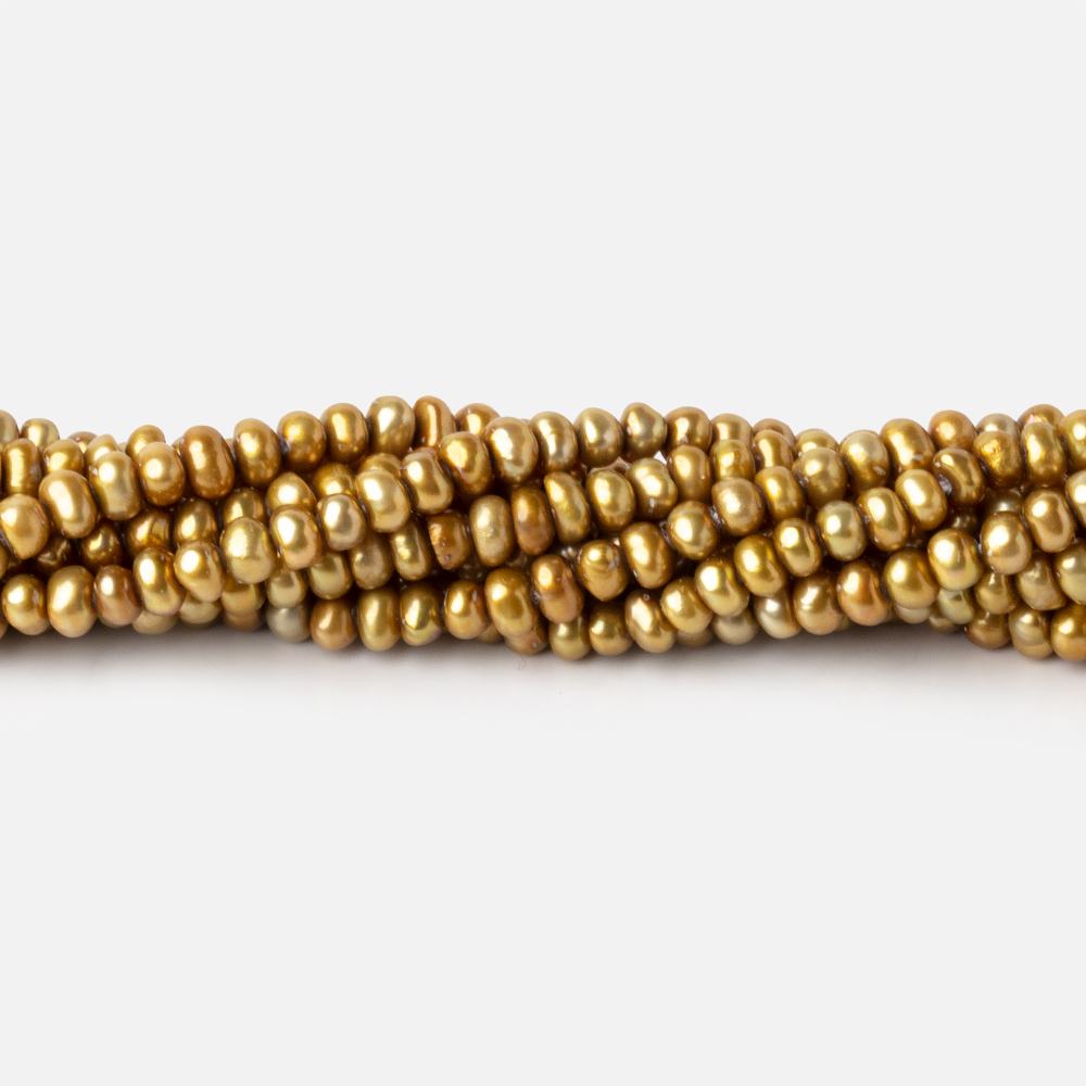 3x2mm Brass Button Freshwater Pearl Beads 15.5 inch 175 pieces