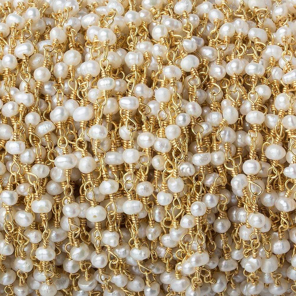 3x2mm Off White Baroque Pearl Gold plated Chain