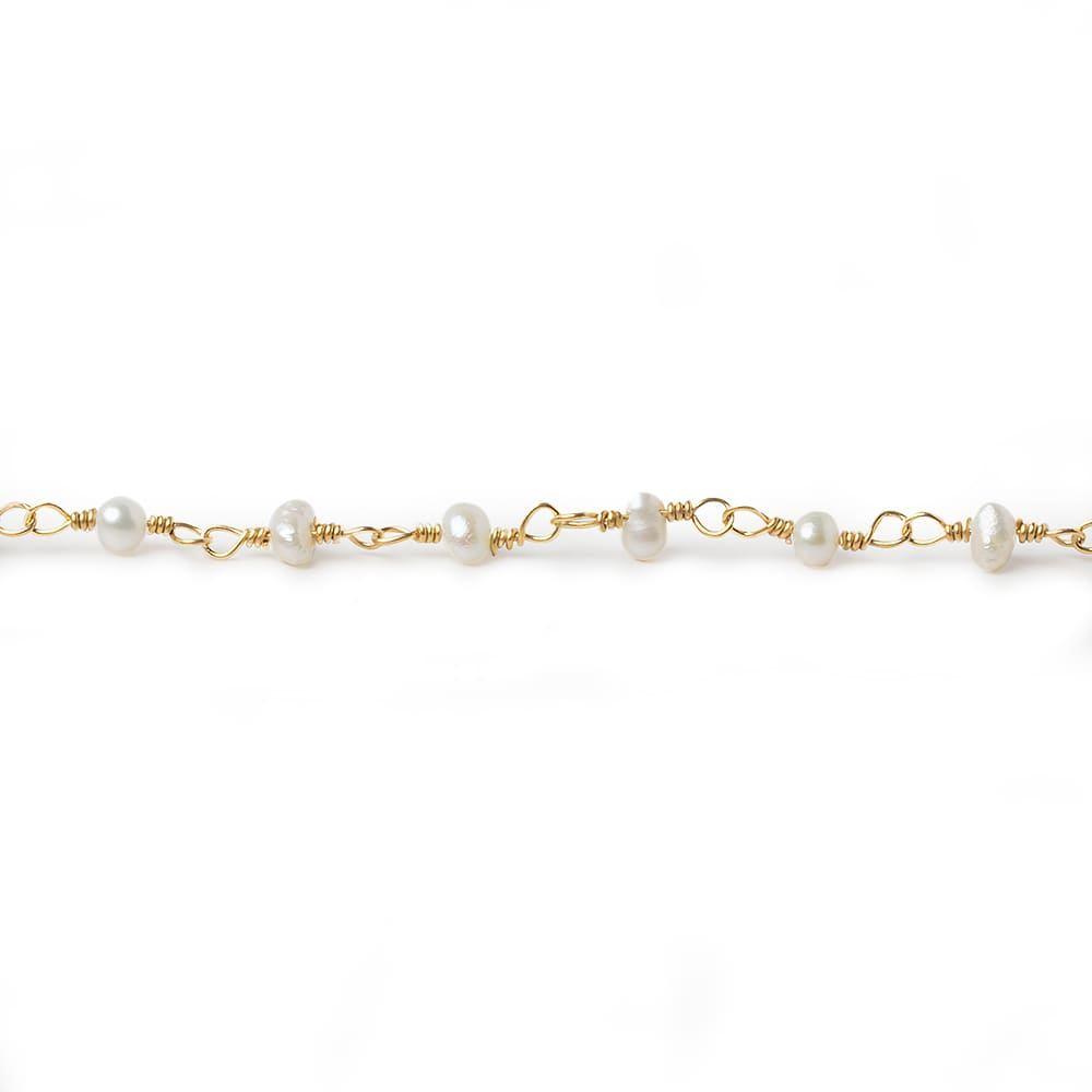 3x2mm Off White Baroque Pearl Gold plated Chain