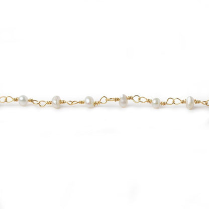 3x2mm Off White Baroque Pearl Gold plated Chain