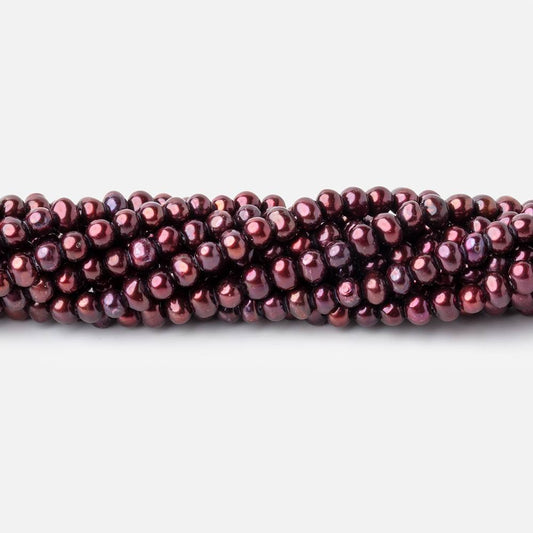 3x2mm Raspberry Side Drilled Off Round Freshwater Pearls 15.5 inch 150 pieces