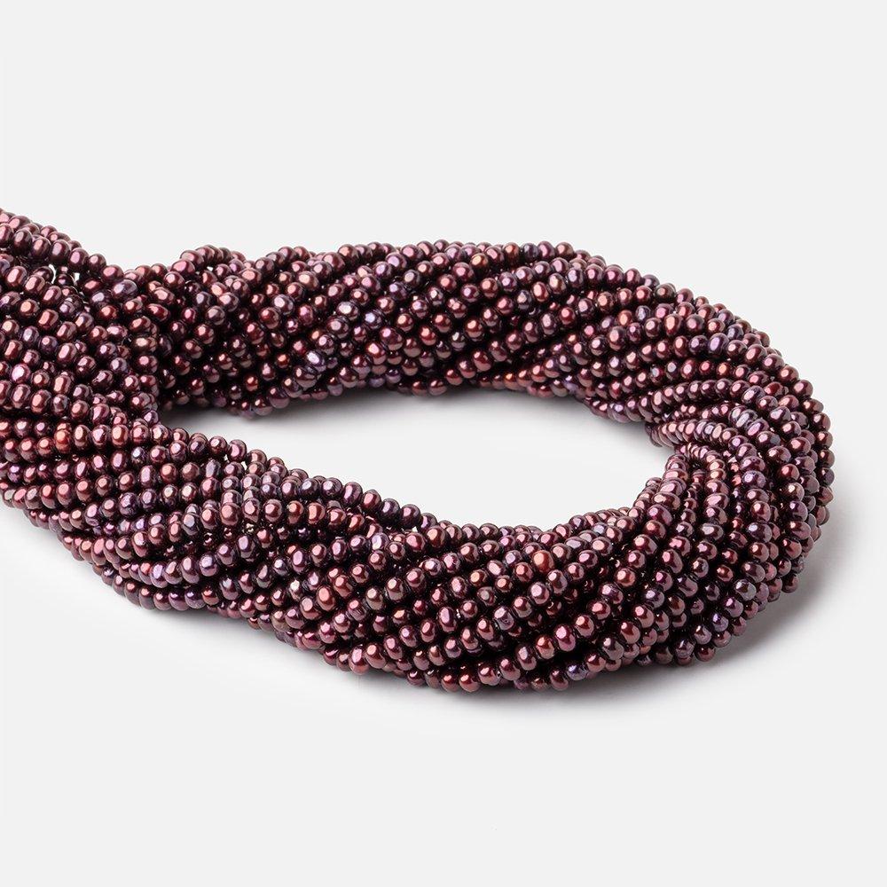 3x2mm Raspberry Side Drilled Off Round Freshwater Pearls 15.5 inch 150 pieces