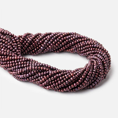 3x2mm Raspberry Side Drilled Off Round Freshwater Pearls 15.5 inch 150 pieces