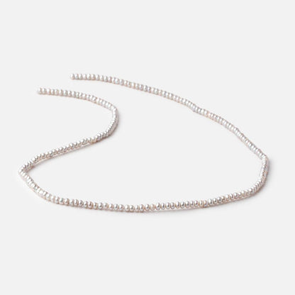 3x2mm Silver Button Center Drilled Freshwater Pearls 15.25 inch 200 pieces AAA