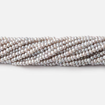 3x2mm Silver Button Center Drilled Freshwater Pearls 15.25 inch 200 pieces AAA