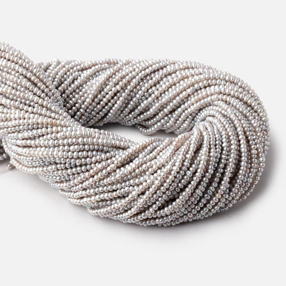 3x2mm Silver Button Center Drilled Freshwater Pearls 15.25 inch 200 pieces AAA