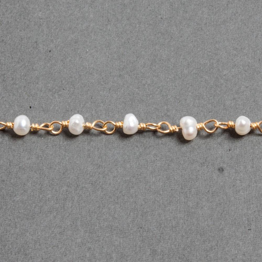 3x2mm White Baroque Freshwater Pearls Vermeil Chain by the foot 40 beads