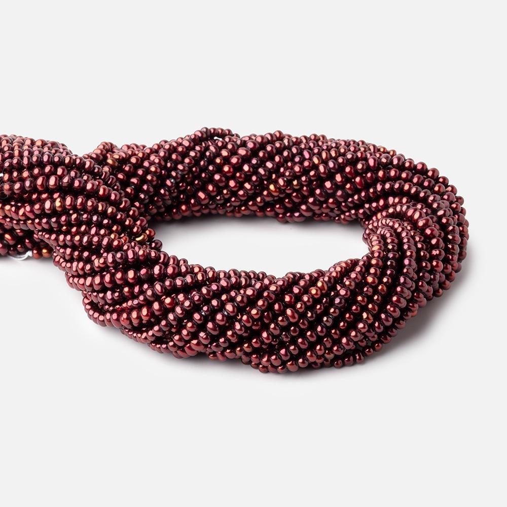3x2mm Wine Red Off Round Freshwater Pearls 15 inch 172 pieces