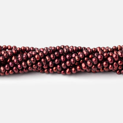 3x2mm Wine Red Off Round Freshwater Pearls 15 inch 172 pieces