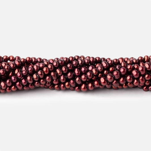 3x2mm Wine Red Off Round Freshwater Pearls 15 inch 172 pieces