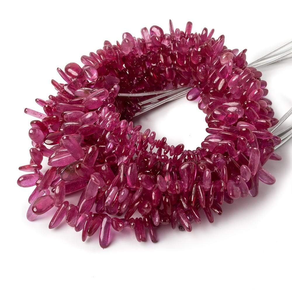 3x3-13x4mm Ruby Top & Front Drilled Plain Nuggets 18 inches 265 beads