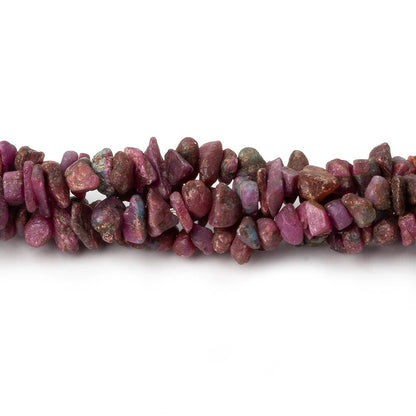 3x4-5x3mm Matte Ruby in Zoisite center drilled Natural Crystals 7.5 inch 78 beads