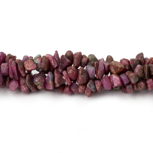 3x4-5x3mm Matte Ruby in Zoisite center drilled Natural Crystals 7.5 inch 78 beads