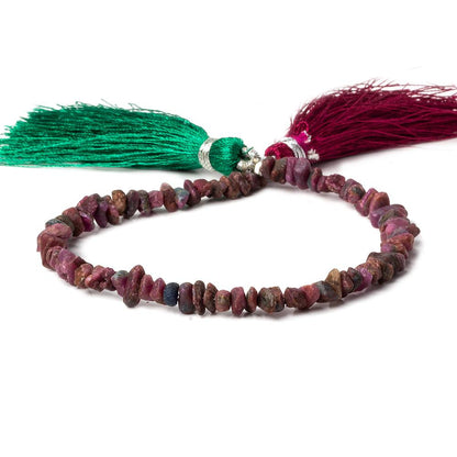 3x4-5x3mm Matte Ruby in Zoisite center drilled Natural Crystals 7.5 inch 78 beads