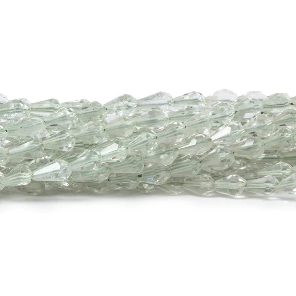 5x3mm Prasiolite Straight Drilled Faceted Tear Drops 14.5 inch 90 Beads