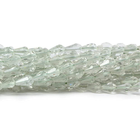 5x3mm Prasiolite Straight Drilled Faceted Tear Drops 14.5 inch 90 Beads