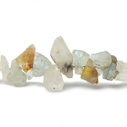 4-10mm Aquamarine & Helidor Natural Crystal Beads 14 inch 128 beads