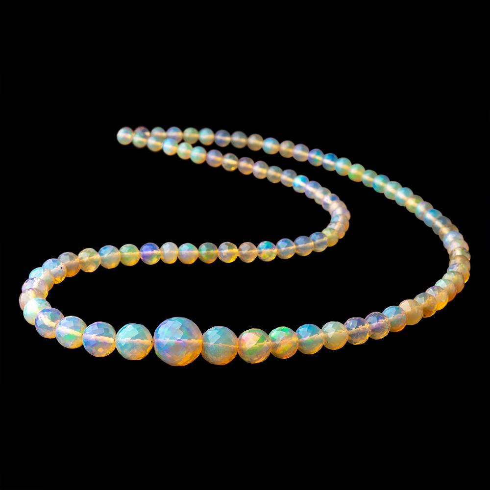 4-10mm Ethiopian Opal Faceted Round Beads 16.5 inch 88 pieces AAA