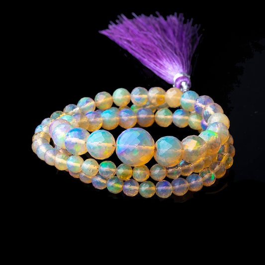 4-10mm Ethiopian Opal Faceted Round Beads 16.5 inch 88 pieces AAA