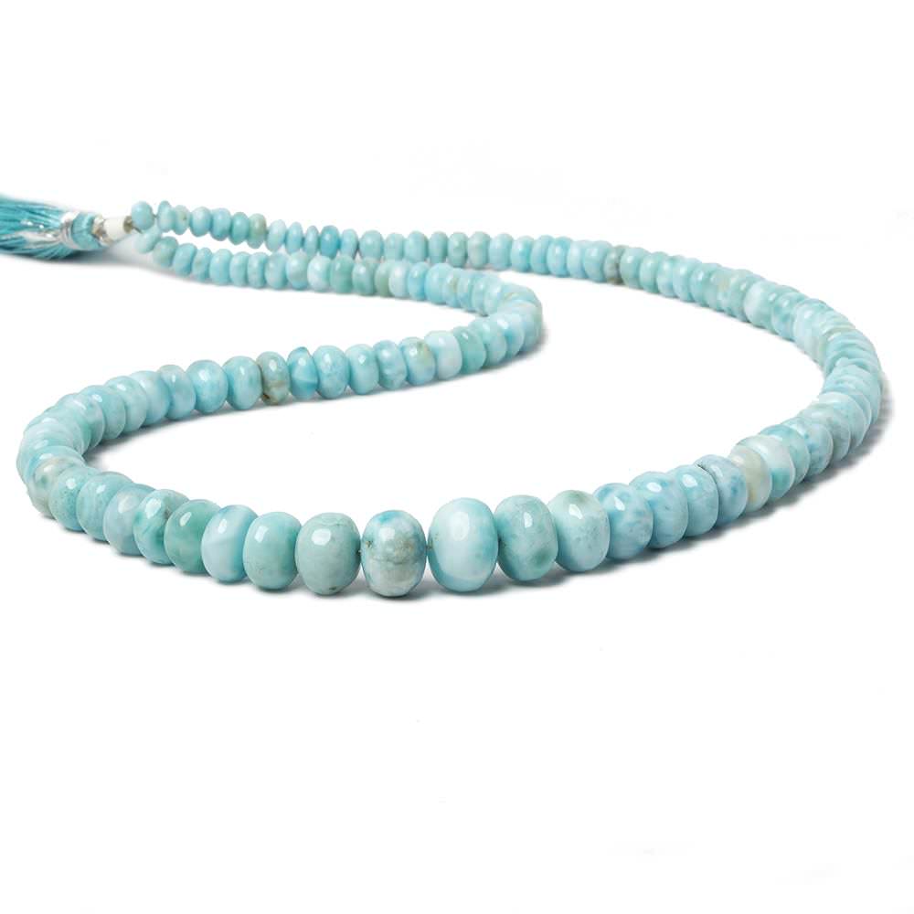 4-10mm Larimar plain rondelle beads 18 inch 130 pieces AA