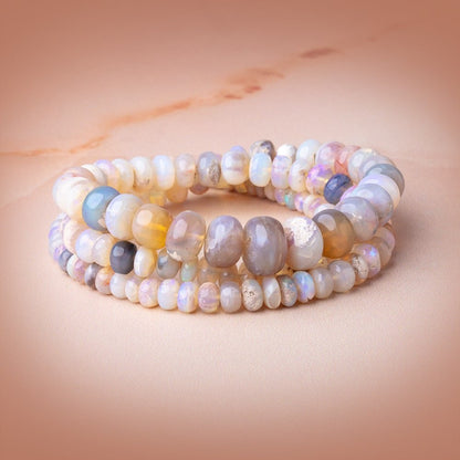 4-11.5mm Australian Opal Plain Rondelle Beads 20 inch 130 pieces AAA