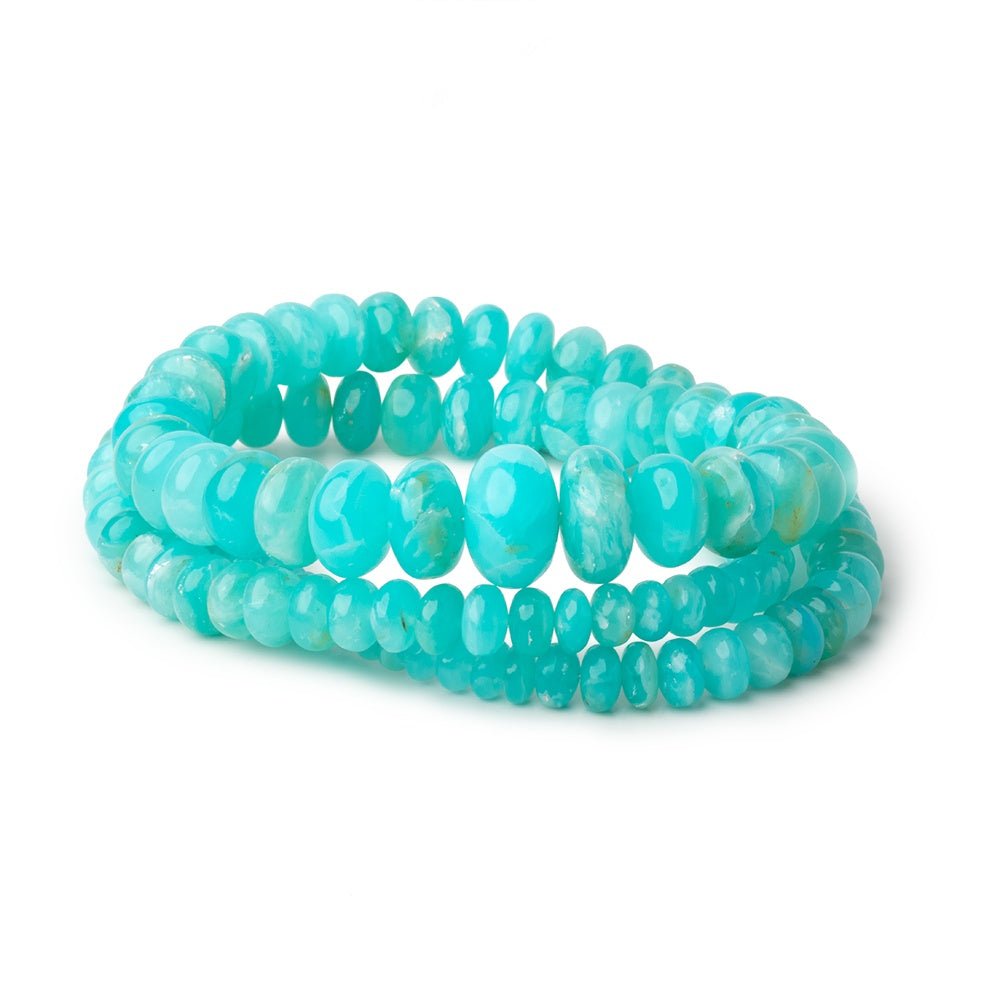 4-13mm Peruvian Blue Opal Plain Rondelles 20 inch 115 Beads AAA