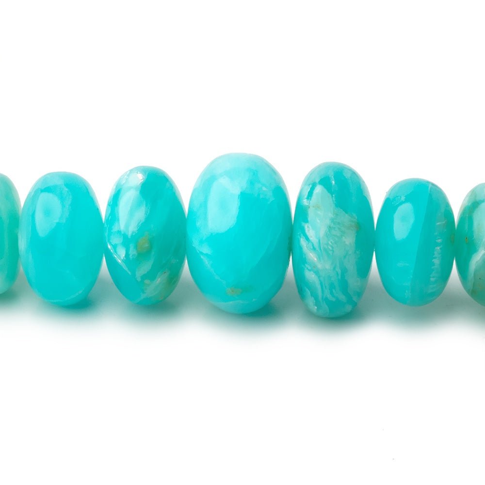 4-13mm Peruvian Blue Opal Plain Rondelles 20 inch 115 Beads AAA