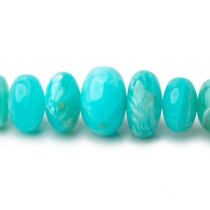 4-13mm Peruvian Blue Opal Plain Rondelles 20 inch 115 Beads AAA