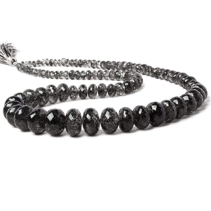 4-15mm Black Tourmalinated Quartz faceted rondelles 20 inch 105  beads AAA