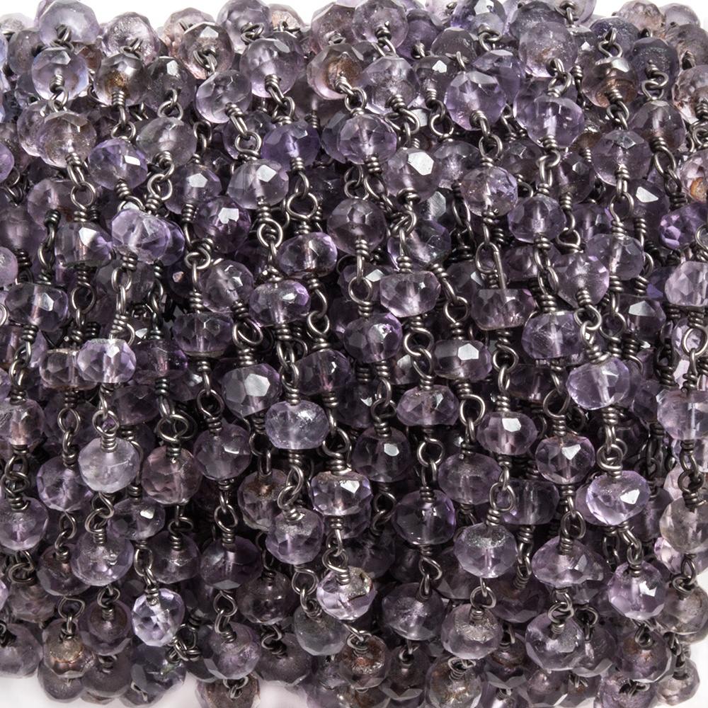 4-4.5mm Amethyst faceted rondelle Black Gold plated Chain by the foot 37 pcs