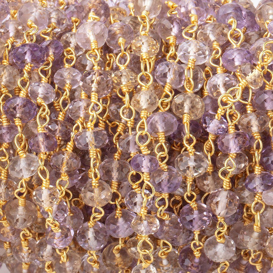 4-4.5mm Ametrine Faceted Rondelle Beads on Vermeil Chain