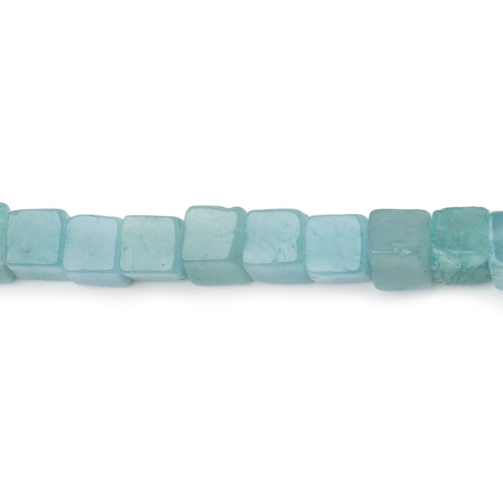 4-4.5mm Aquamarine Plain Cube Beads 14 inch 76 pieces