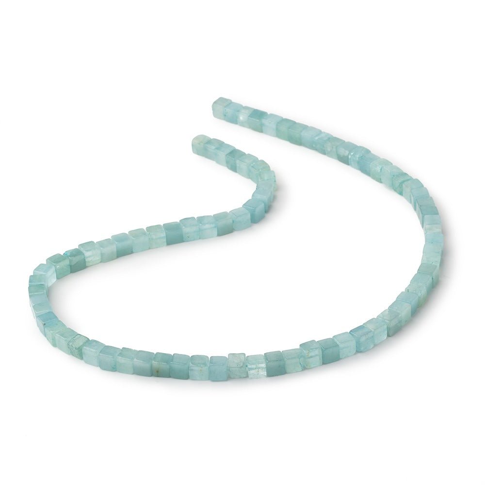 4-4.5mm Aquamarine Plain Cubes 14 inch 76 Beads