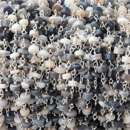 4-4.5mm Australian Opal Plain Heishi Beads on Sterling Silver Chain
