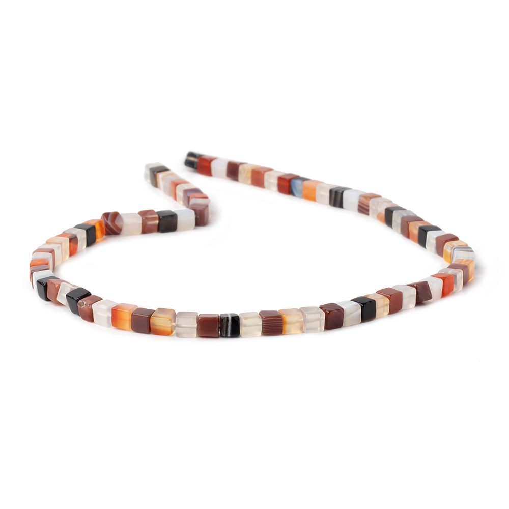 4-4.5mm Botswana Agate Plain Cube Beads 14 inch 80 pieces