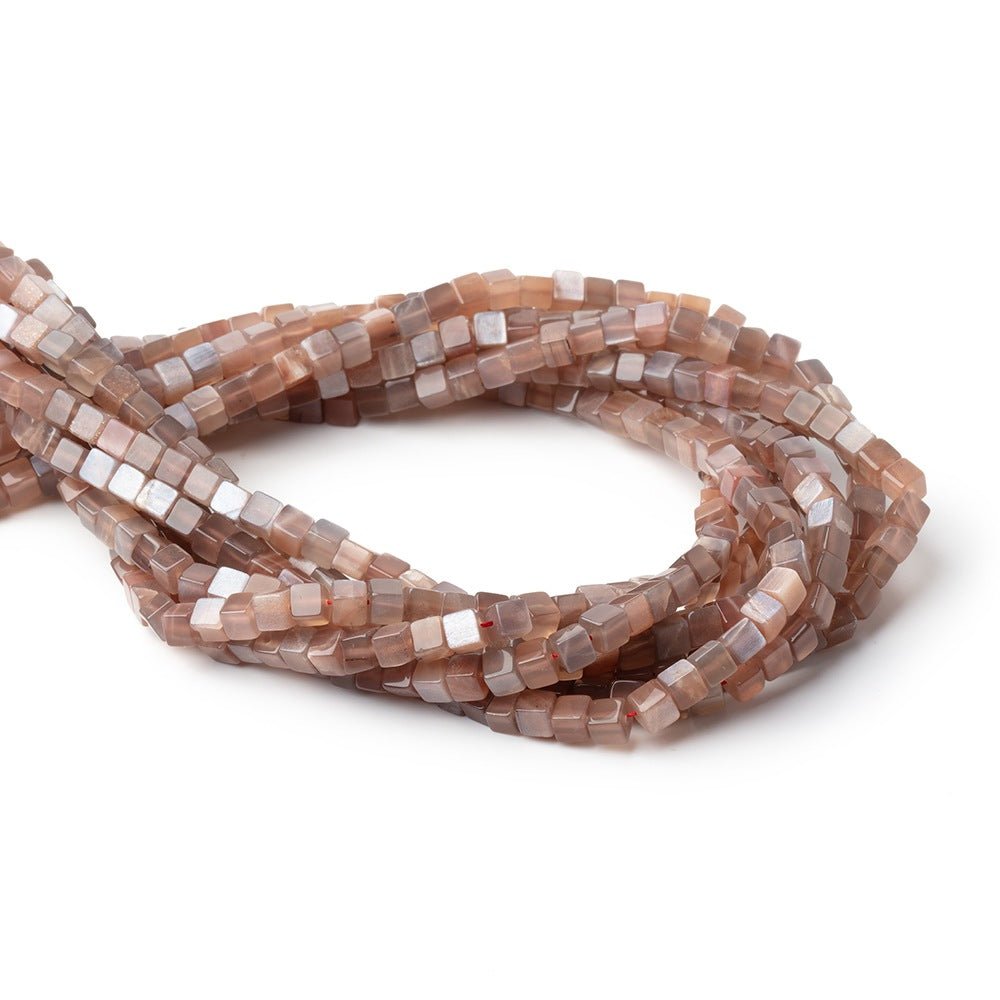 4-4.5mm Chocolate Moonstone Plain Cube Beads 13.75 inch 80 pieces