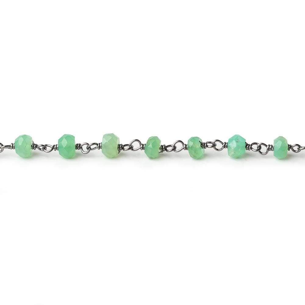 4-4.5mm Chrysoprase faceted rondelle Black Gold Plated Chain by the foot