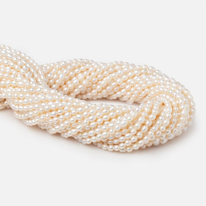 4-4.5mm Creamy White Straight Drill Oval Freshwater Pearls 15.25 inch 98 Beads