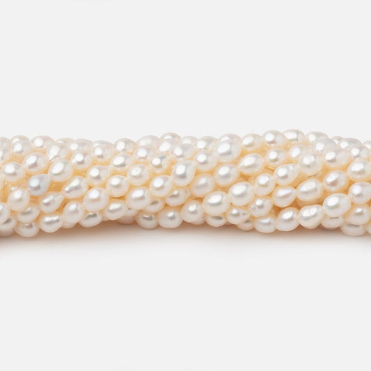 4-4.5mm Creamy White Straight Drill Oval Freshwater Pearls 15.25 inch 98 Beads