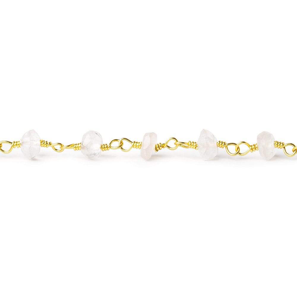 4-4.5mm Crystal Quartz rondelle Gold plated Chain by the foot 38 pieces