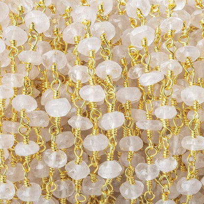 4-4.5mm Crystal Quartz rondelle Gold plated Chain by the foot 38 pieces