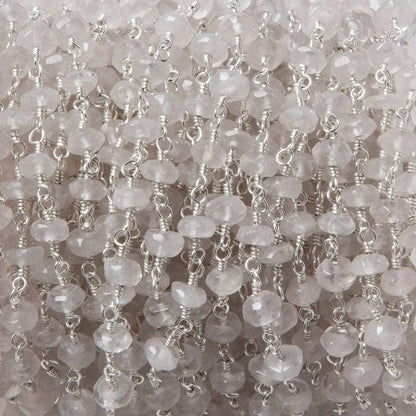 4-4.5mm Crystal Quartz rondelle Silver plated Chain by the foot 38 pieces