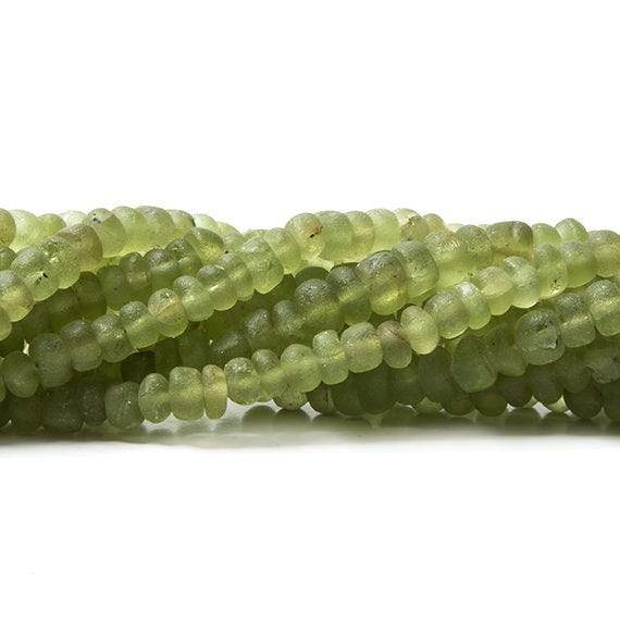 4-4.5mm Frosted Peridot plain rondelle Beads 13 inch 113 pieces