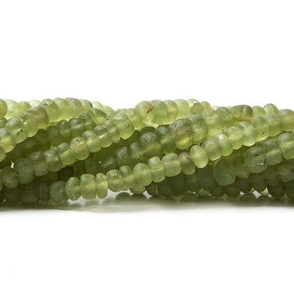 4-4.5mm Frosted Peridot plain rondelle Beads 13 inch 113 pieces