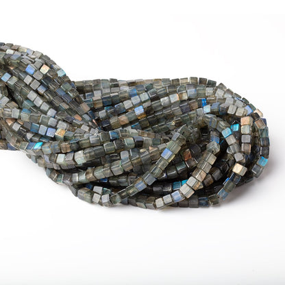 4-4.5mm Labradorite Plain Cube Beads 14 inch 83 pieces