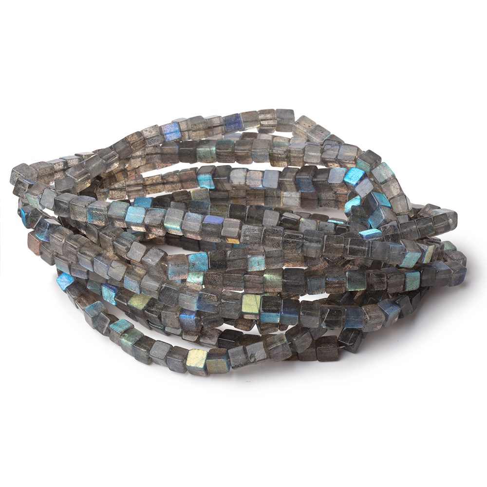 4-4.5mm Labradorite Plain Cube Beads 16 inch 93 pieces