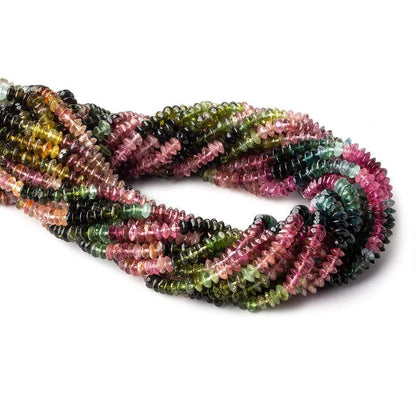 3.5-4mm Multi Color Tourmaline plain disc rondelles 16 inch 175 beads A