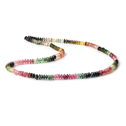 3.5-4mm Multi Color Tourmaline plain disc rondelles 16 inch 175 beads A