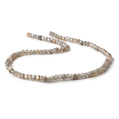 4-4.5mm Mystic Brown & Grey Moonstone 1mm large hole faceted rondelles 13 inch 105 beads