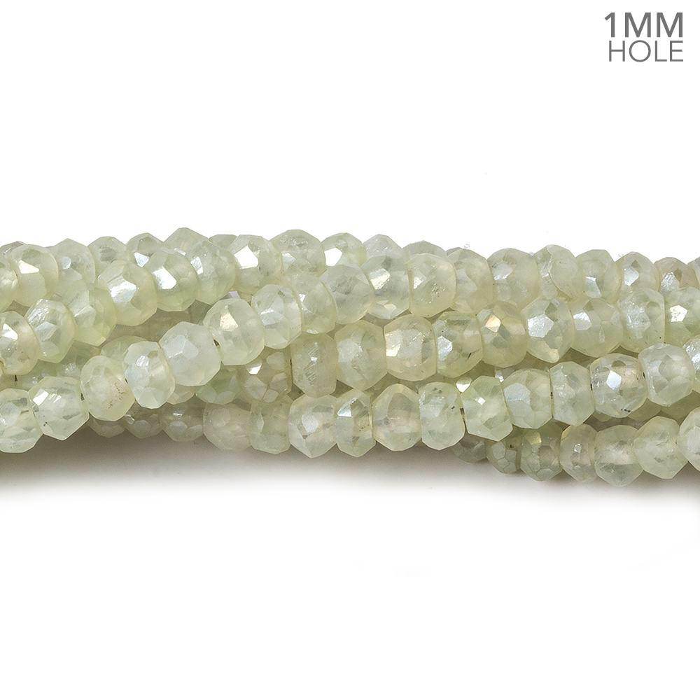 4-4.5mm Mystic Prehnite faceted rondelle beads 1mm hole 12 inch 112 pieces